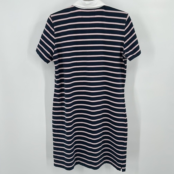 Holbrook Sweden Navy & Pink Striped Cotton Dress Size Large - Picture 3 of 12